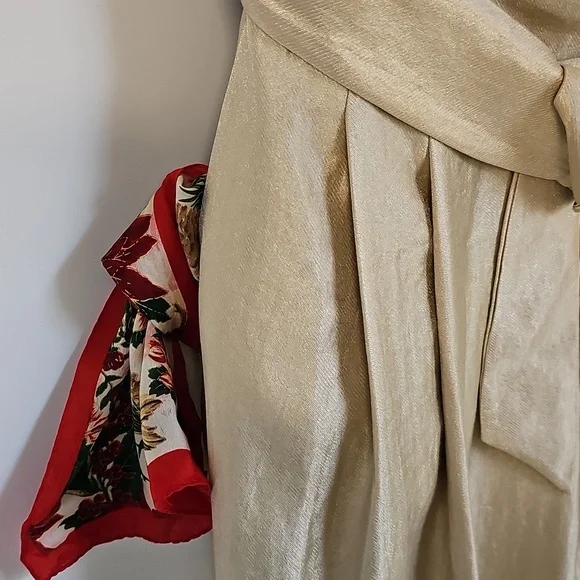 WHBM Champagne Gold Wide Leg Halter‎ Jumpsuit wFront Pockets Cocktail Coquette - Picture 8 of 16